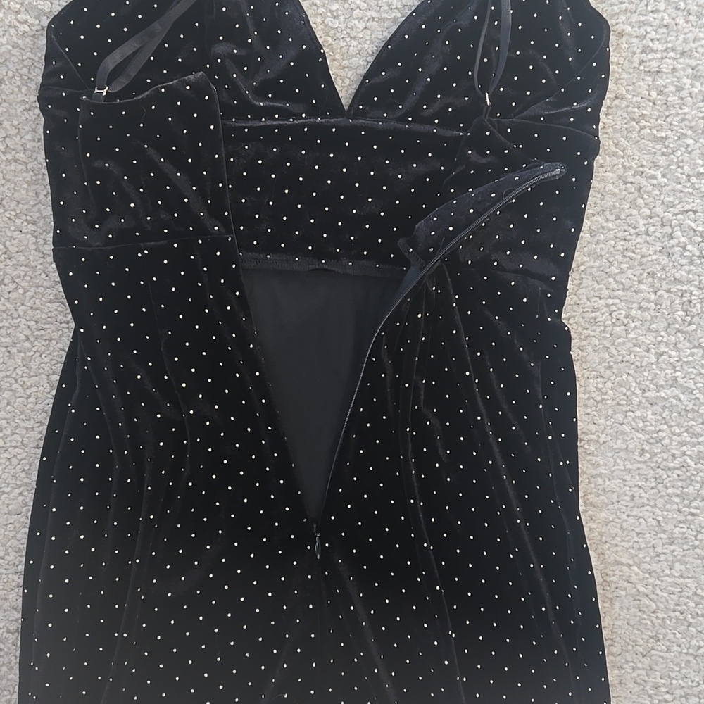 NWT Amanda Uprichard Austria Black Velvet Gold Studded Midi Slip Dress Medium - Picture 13 of 17